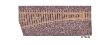 TILLIG 86332 - TT Gleisbettung Modellgleis dunkel (braun) für einfache linke Weiche (EW 2 83332 15°)
